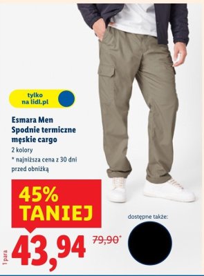 Spodnie termiczne męskie cargo Esmara Men 2 kolory promocja w Lidl