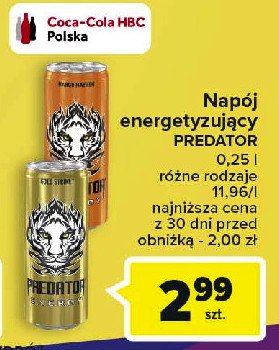 Napoj energetyczny peach Predator energy drink promocja