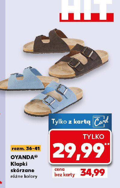 Klapki skórzane 36-41 Oyanda promocja w Kaufland