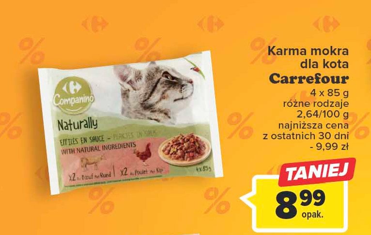 Karma dla kota mięso w sosie CARREFOUR COMPANINO promocja
