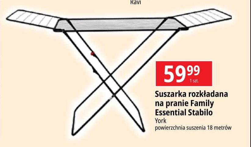 Suszarka na pranie family essential stabilo 18 m York promocja w Leclerc