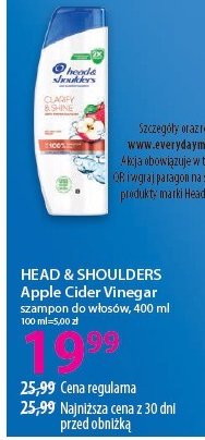 Szampon do włosów apple cider vinegar Head&shoulders promocja w Hebe