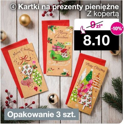 Kartki na prezenty pieniężne z kopertą promocja w Woolworth