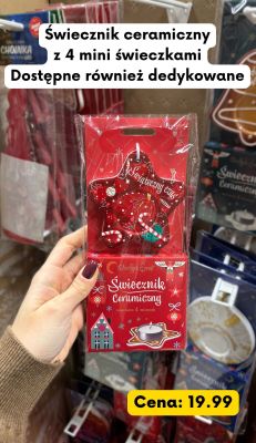 Świecznik ceramiczny z 4 mini świeczkami promocja w Kaufland