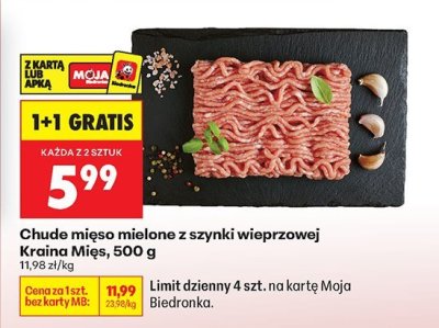 Mięso mielone z szynki wieprzowej Kraina Mięs, 500 g promocja w Biedronka