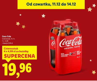 Napój gazowany Coca-Cola Czterosztuк promocja w Lidl