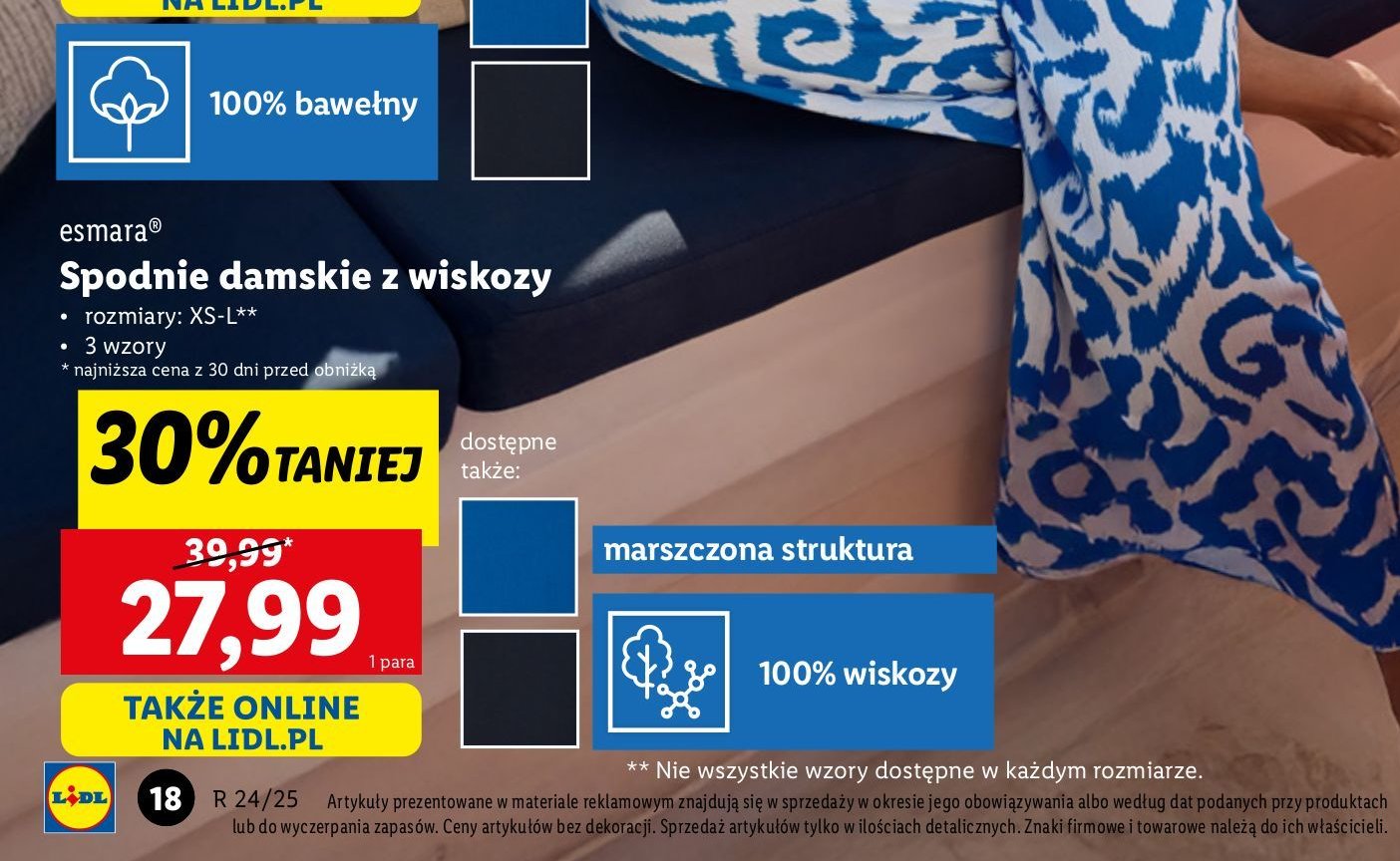 Spodnie eleganckie z wiskozą xs-l Esmara promocja w Lidl