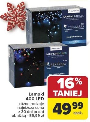 Lampki 400 LED różne rodzaje promocja w Carrefour