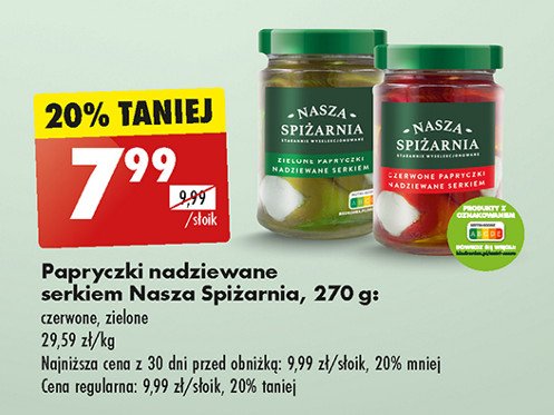 Papryczki zielone nadziewane serkiem Nasza spiżarnia promocja w Biedronka