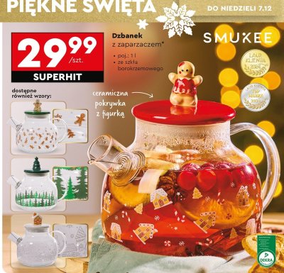 Dzbanek z zaparzaczem 1l ze szkła borokrzemowego z figurką promocja w Biedronka