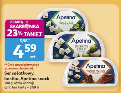 Ser sałatkowy, kostka Apetina snack 100 g, różne rodzaje promocja w Auchan