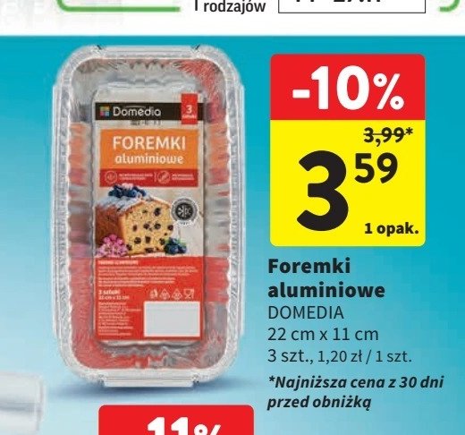 Foremki aluminiowe 22 x 11 cm DOMEDIA promocja