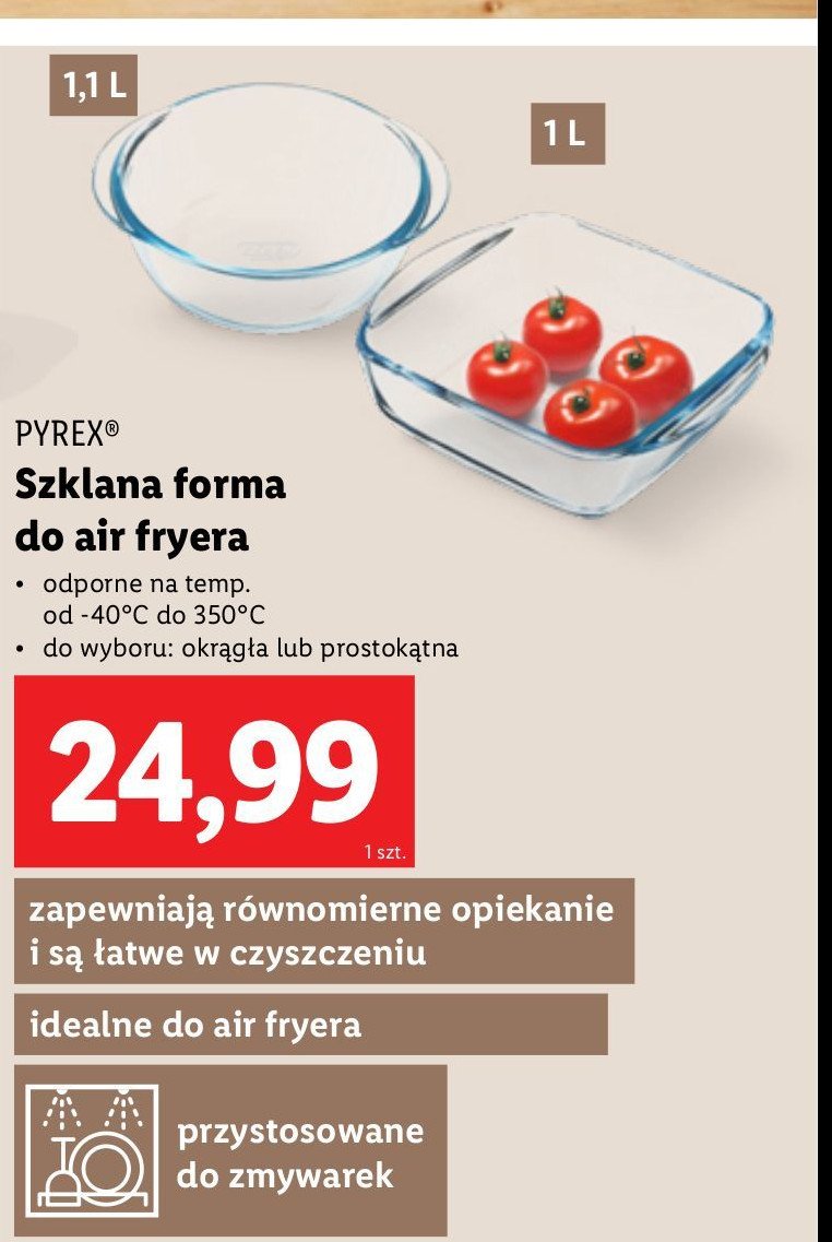 Forma szklana 1.1 l Pyrex promocja w Lidl
