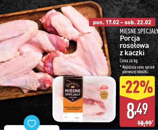 Porcja rosołowa z kaczki Mięsne specjały zawsze świeże (aldi) promocja w Aldi