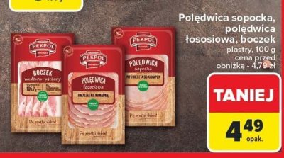 Polędwica łososiowa plastry 100 g Pekpol promocja w Carrefour