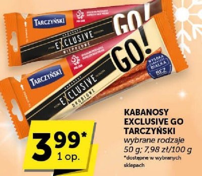 Kabanosy Exclusive Go Tarczyński wybrane rodzaje promocja w ABC