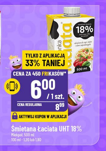 Śmietana 18% Łaciata promocja w POLOmarket