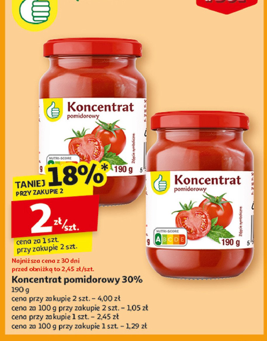 Koncentrat pomidorowy 30% Podniesiony kciuk promocja w Auchan