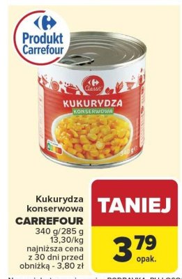 Kukurydza konserwowa CARREFOUR 340 g promocja w Carrefour