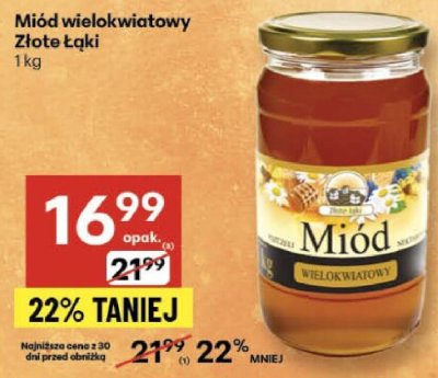 Miód wielokwiatowy Złote Łąki promocja w Delikatesy Centrum