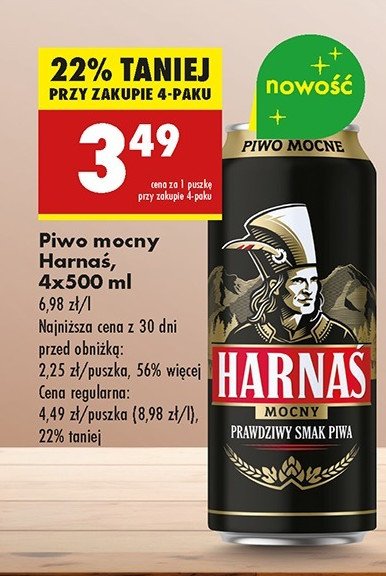 Piwo HARNAŚ MOCNE Harnaś promocja w Biedronka