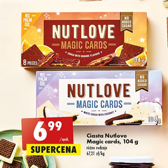 Ciastka magic cards pomarańczowe Nutlove promocja