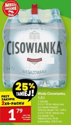 Woda Cisowianka 1,5 l promocja w Twój Market
