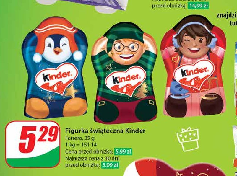 Figurka czekoladowa bałwan Kinder promocja