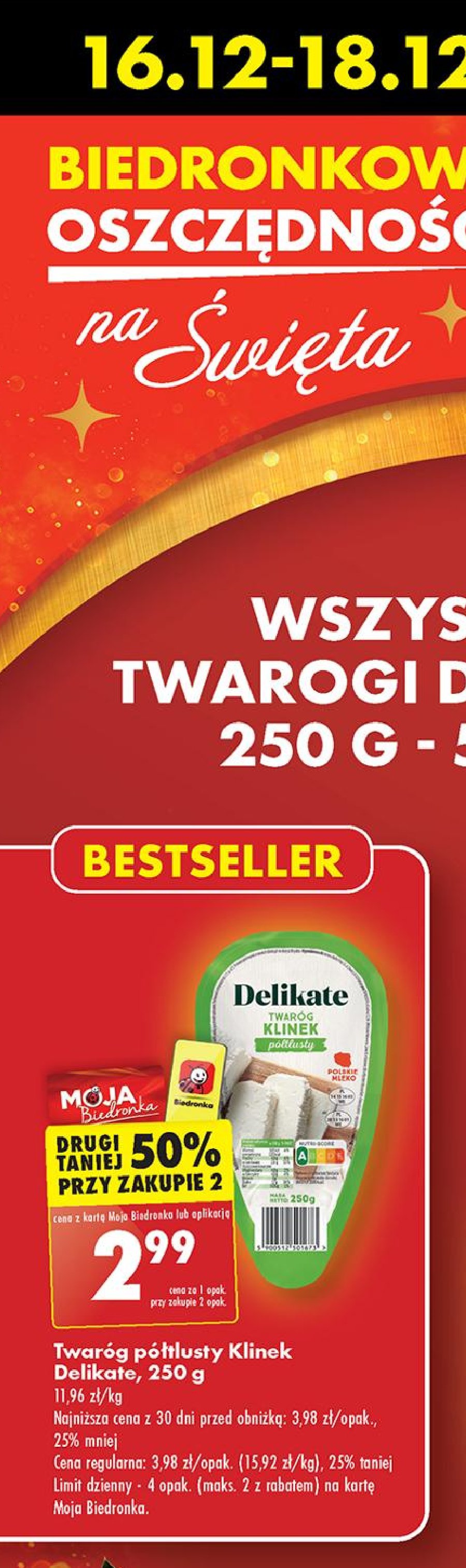 Twaróg klinek półtłusty Delikate promocja w Biedronka