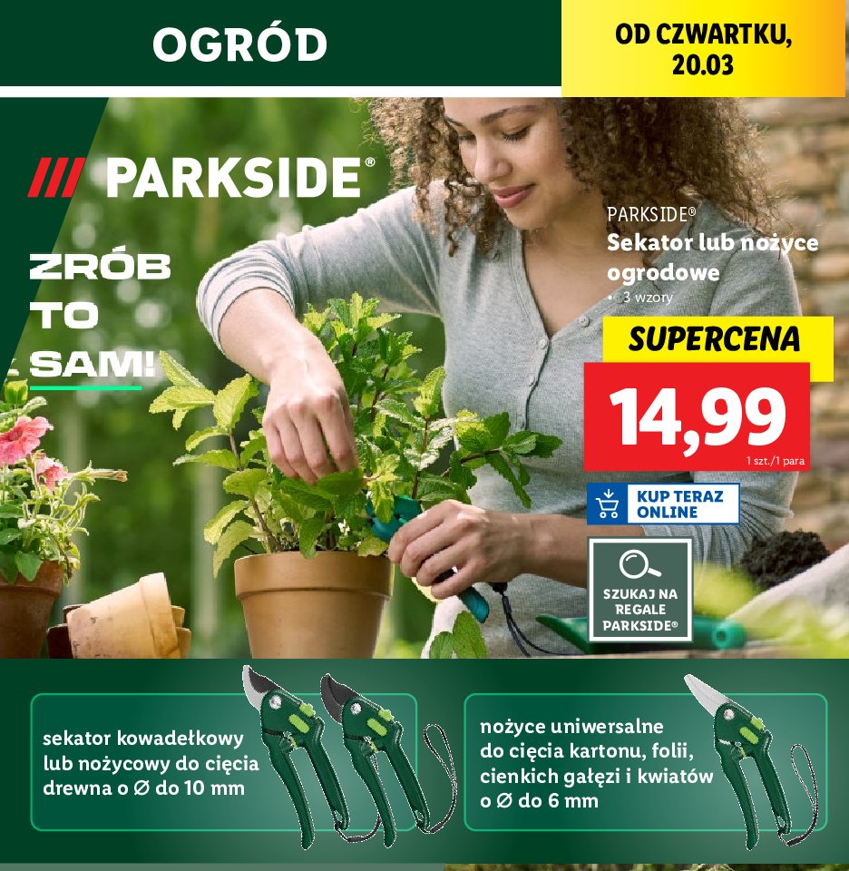 Sekator ogrodowy kowadełkowy Parkside promocja w Lidl