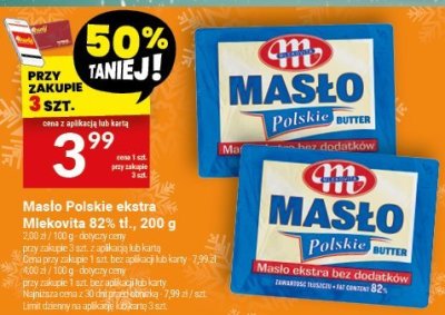 Masło Polskie ekstra Mlekovita 82%, 200 g promocja w Twój Market