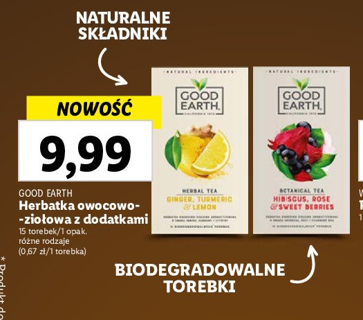 Herbata ginger & lemon GOOD EARTH promocja