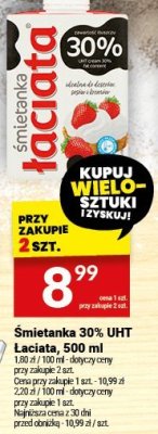 Śmietanka 30% UHT Łaciata, 500 ml promocja w Twój Market