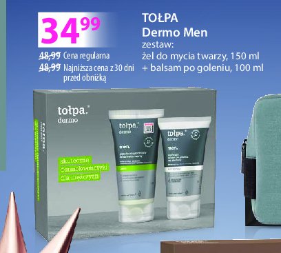 Zesataw w pudełku dermo men żel do twarzy pure 150 ml + balsam po goleniu sensitive 100 ml Tołpa men zestaw promocja