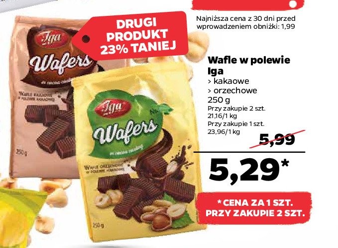 Wafle kakaowe w polewie cocoa wafers Iga promocja