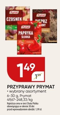Przyprawy Prymat wybrany asortyment promocja w Chata Polska