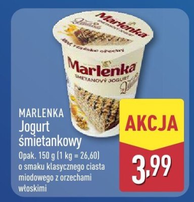 Jogurt śmietankowy smak klasyczne ciasto miodowe z orzechami włoskimi promocja w Aldi