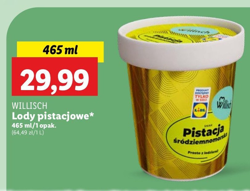 Lody pistacja śródziemnomorska Willisch promocja