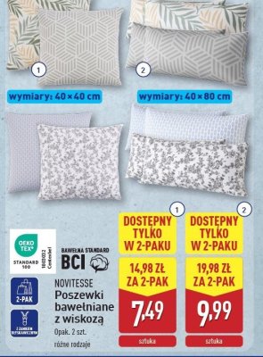 Poszewki bawełniane z wiskozą 40 x 40 cm Novitesse promocja