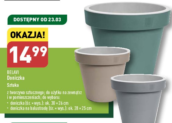Doniczka na balustradę 28 x 25 cm BELAVI promocja