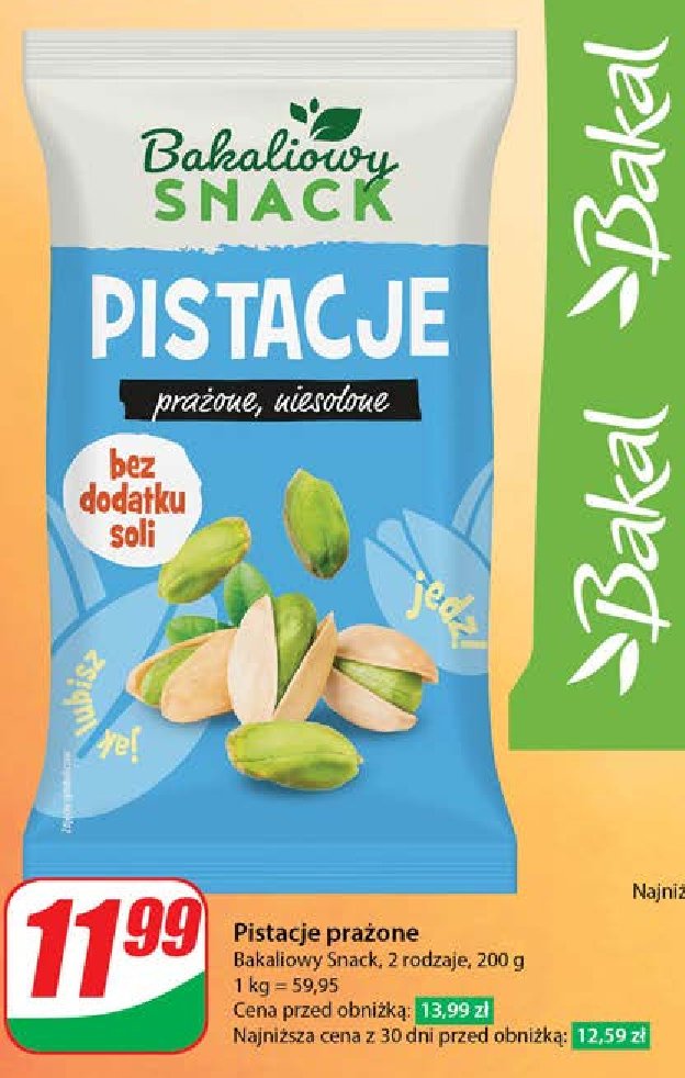 Pistacje prażone niesolone Bakaliowy snack promocja