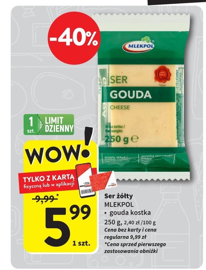 Ser gouda Mlekpol promocja w Intermarche