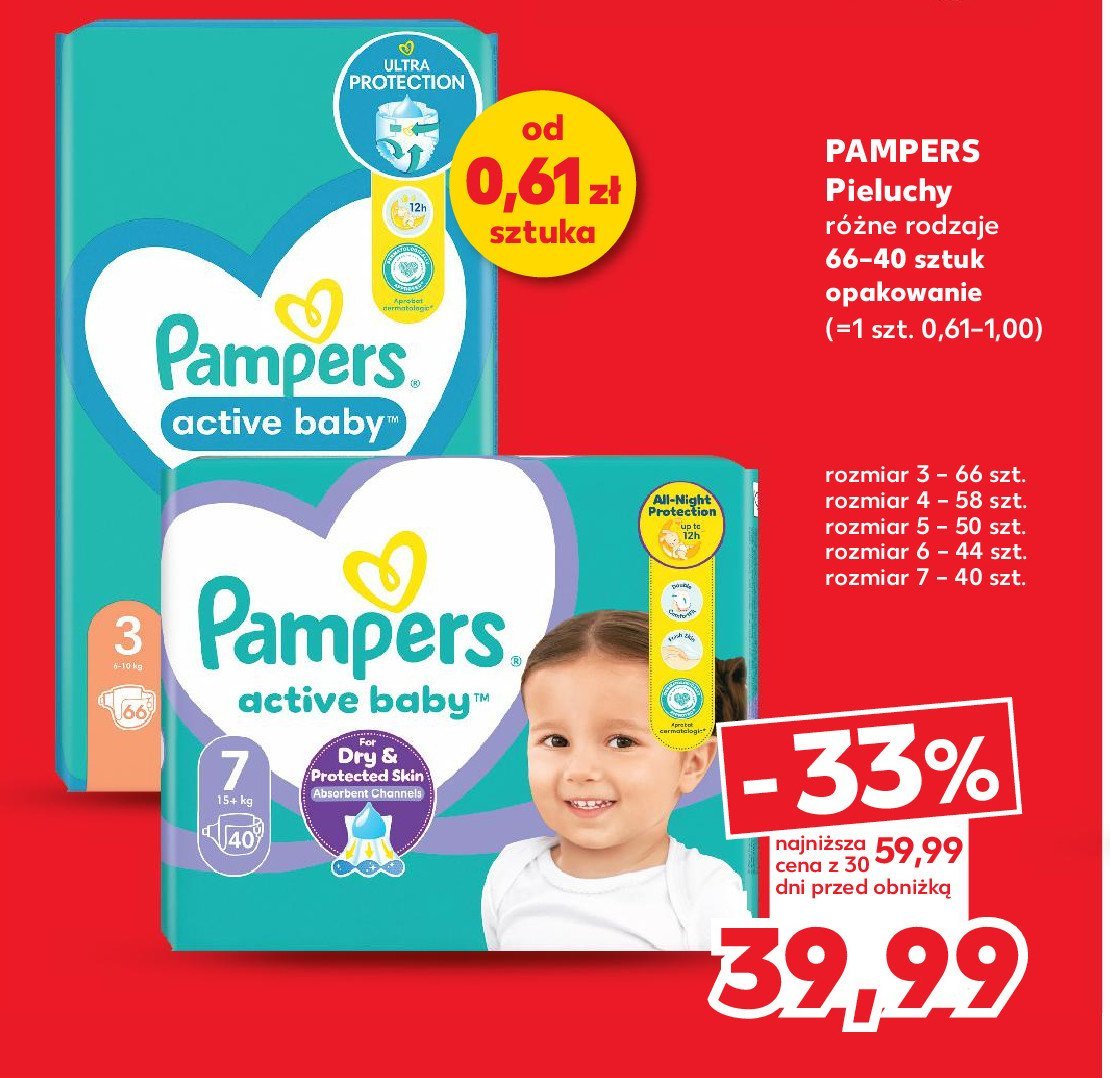 Pieluszki dla dzieci extra large Pampers active baby promocja