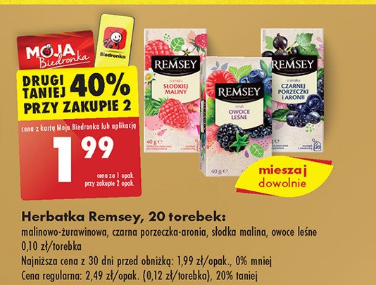 Herbata o smaku maliny Remsey promocja