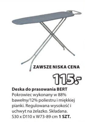 Deska do prasowania BERT 530x110x73-89 cm promocja w Jysk