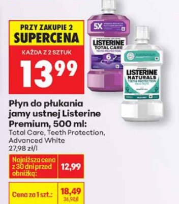 Płyn do płukania jamy ustnej Listerine Premium, 500 ml, różne rodzaje promocja w Biedronka