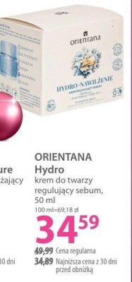 Krem ORIENTANA Hydro krem do twarzy wygładzający sebum promocja w Hebe