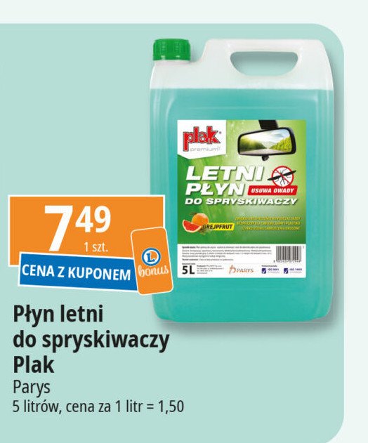 Letni płyn do spryskiwaczy grejpfrut Plak promocja