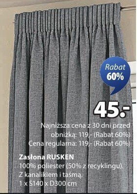 Zasłona Rusken Jysk promocja w Jysk