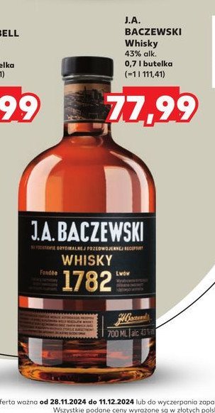 Whisky J.a. baczewski whisky 1782 promocja